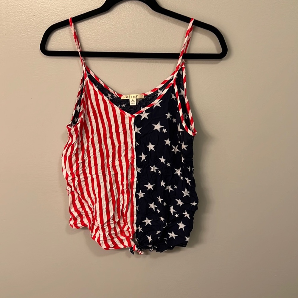 Stars and Stripes tank top size L with front knot